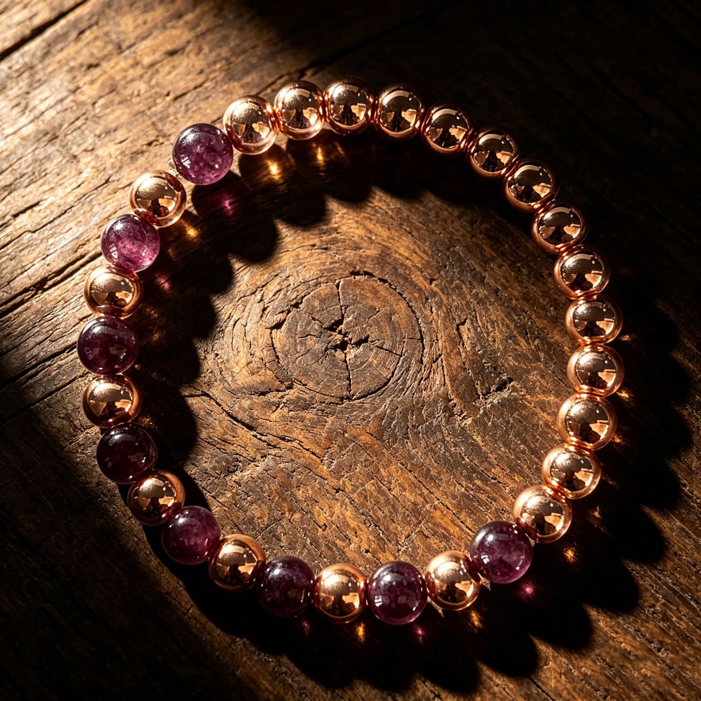 Natural Stone Garnet Gold Beads Handmade Bracelets