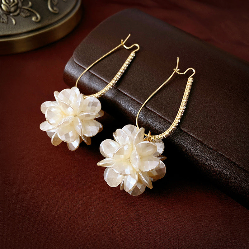 Women's Acrylic Flower Long Ear Hook Niche Earrings