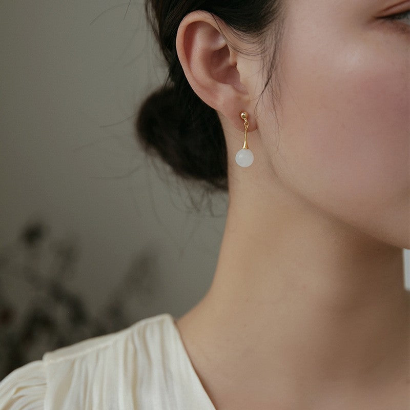 Jade Light Luxury High-grade Ear Clip Mosquito Earrings