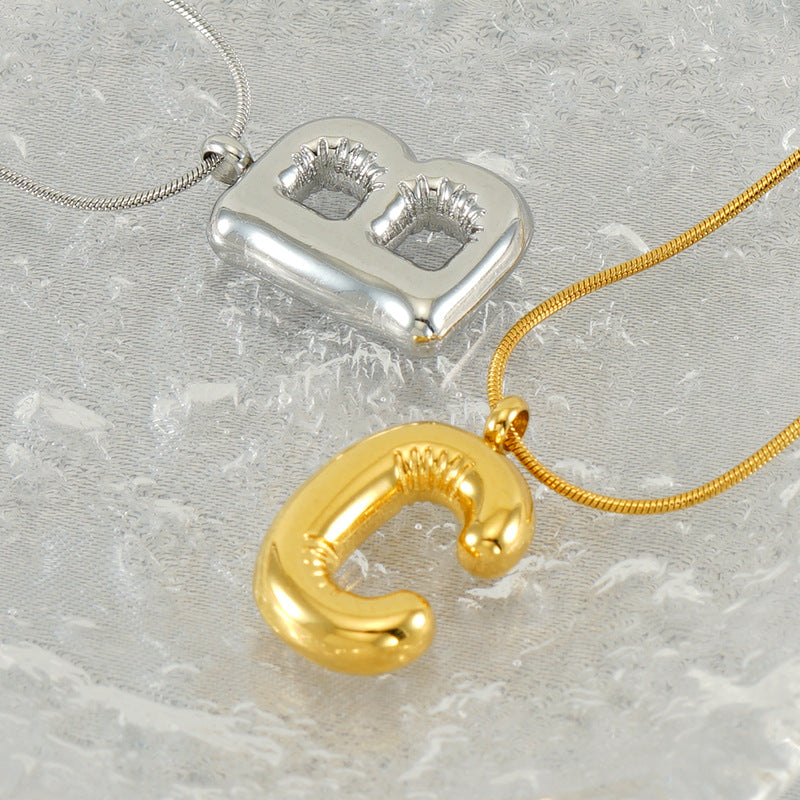 Bubble Letter Snake Bones Chain Titanium Steel Necklaces