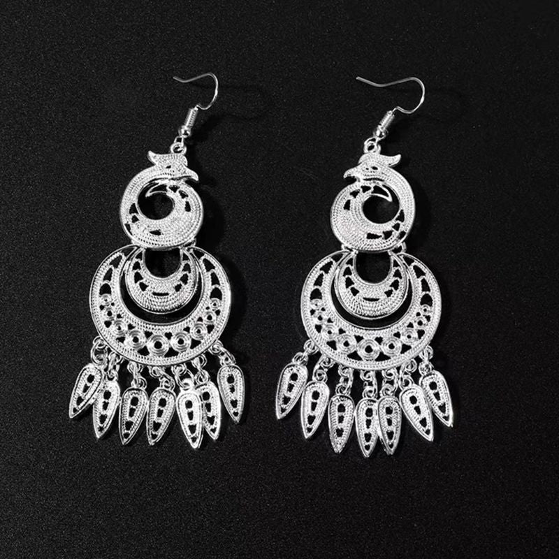 Imitation Miao Sier Ethnic Style Peacock Earrings