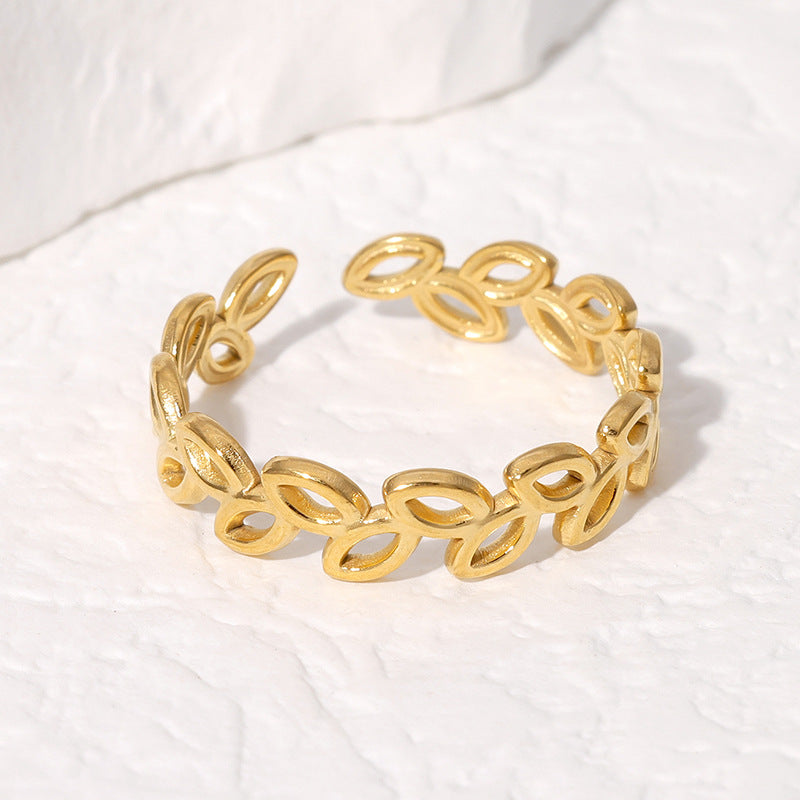 Female Fresh Leaf Simple Cold Style Rings