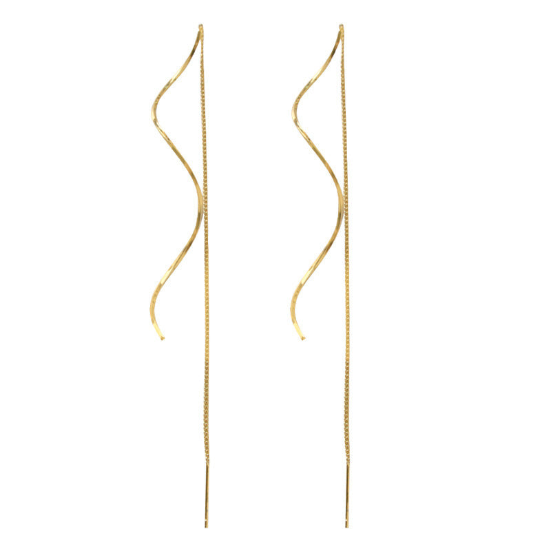 Wavy Threads Trendy Long Spiral Tassel Simple Ear Line