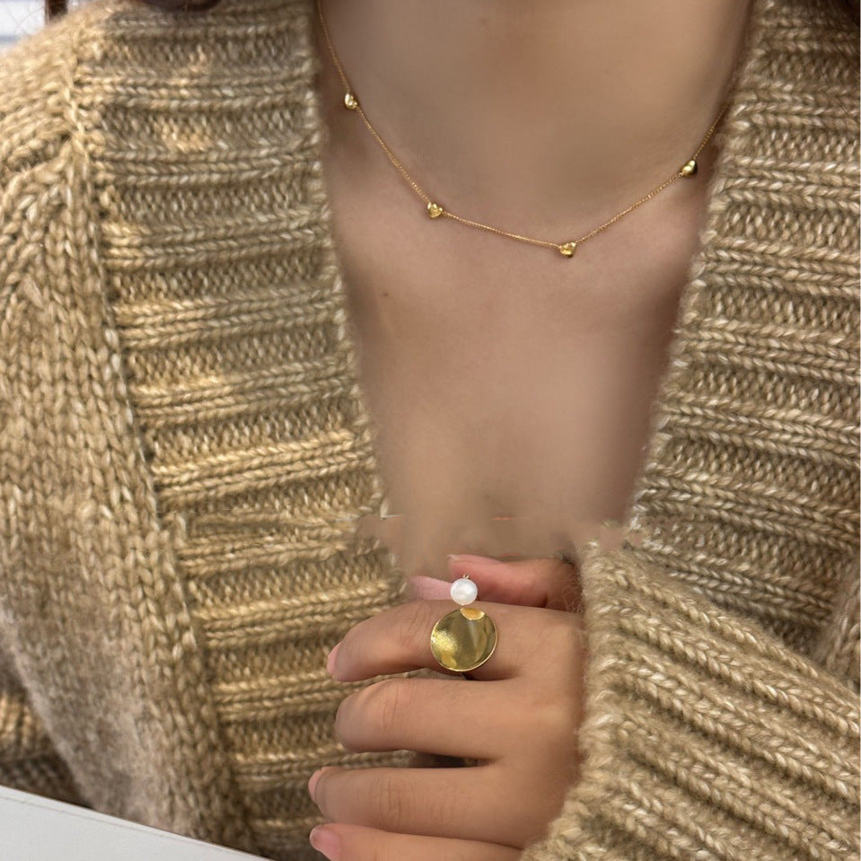 Niche Three-dimensional Peach Heart Mark Gold-plated Clavicle Necklaces