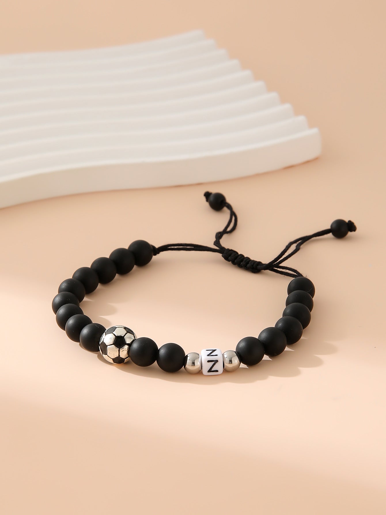 Women's & Men's Black Frosted Football Letters Adjustable For Bracelet