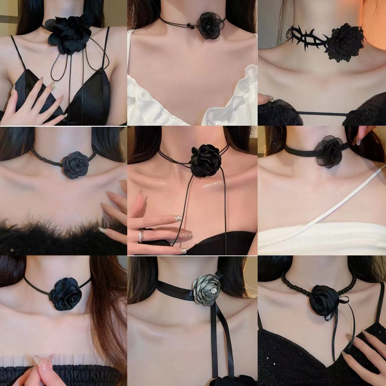 Net Yarn Flowers Ribbon Heart Fashion Necklaces