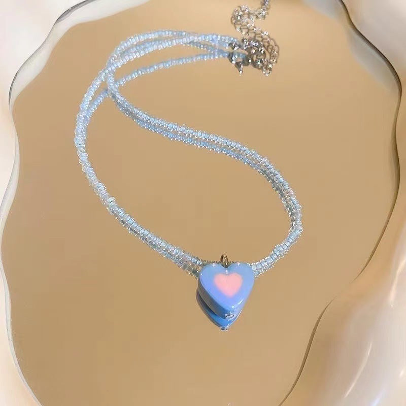 Beaded Love Female Summer Sweet Temperament Necklaces