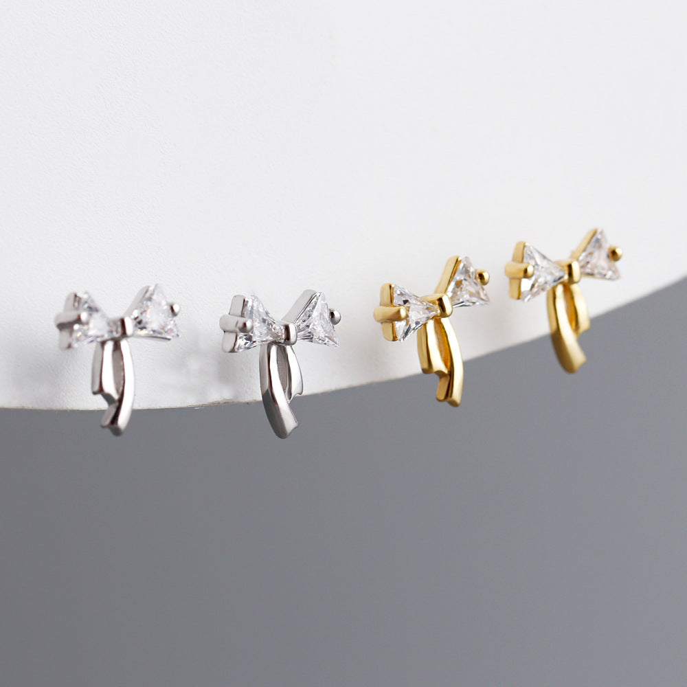 Women's Simple High-grade Bow-shaped Sterling Sier All Earrings