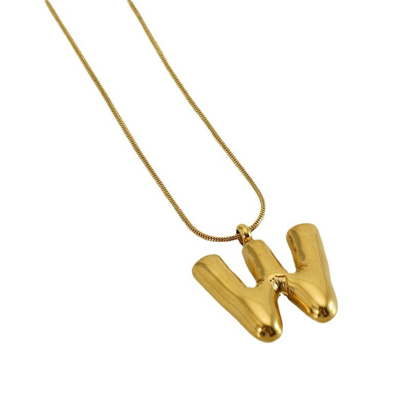 Bubble Letter Snake Bones Chain Titanium Steel Necklaces