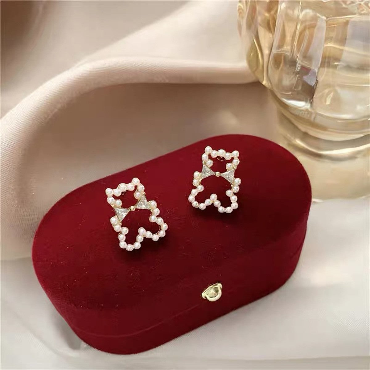Women's Sier Needle Korean Style French Temperamental Pearl Earrings