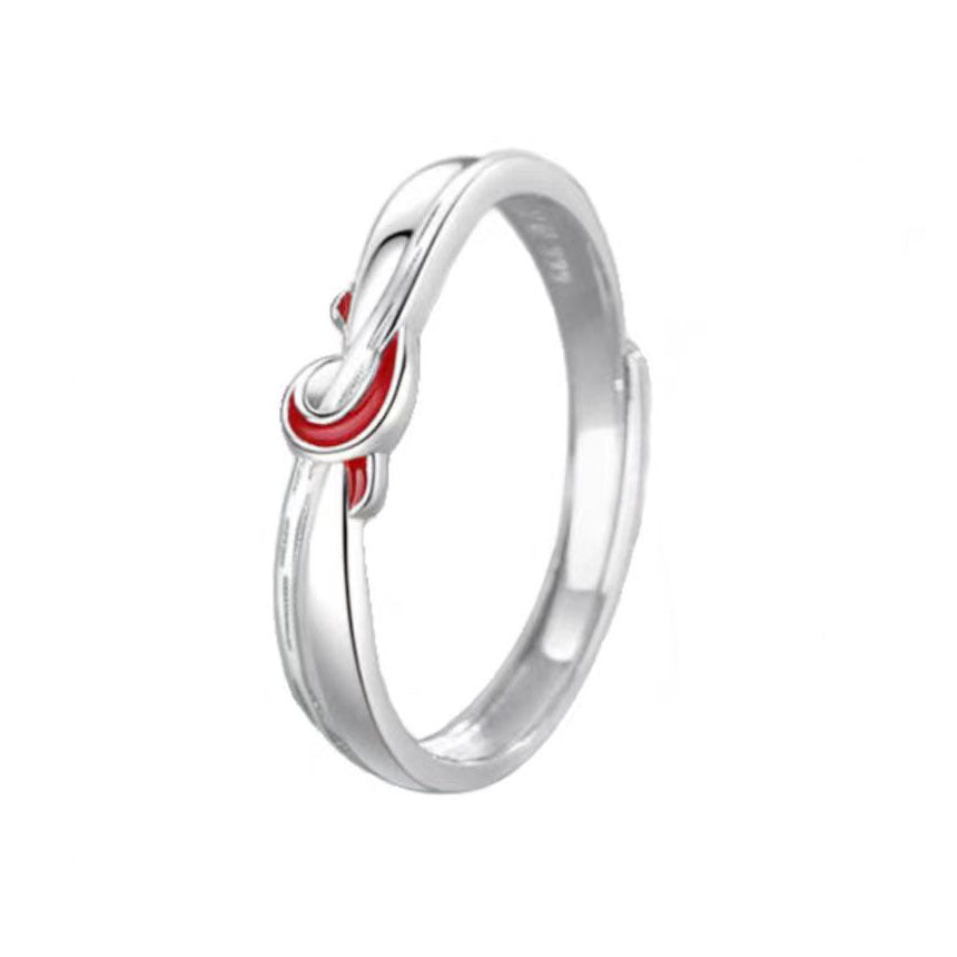Moon Old Red Line Couple Simple Design Winding Rings