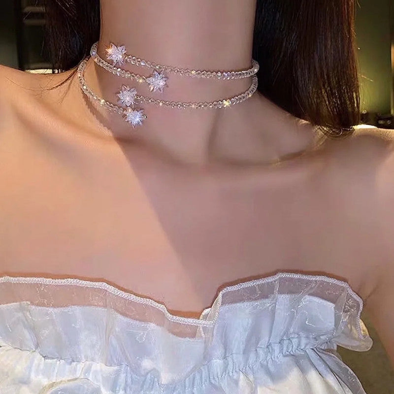 Fantasy Crystal Ice Flower Collar Trendy Necklaces