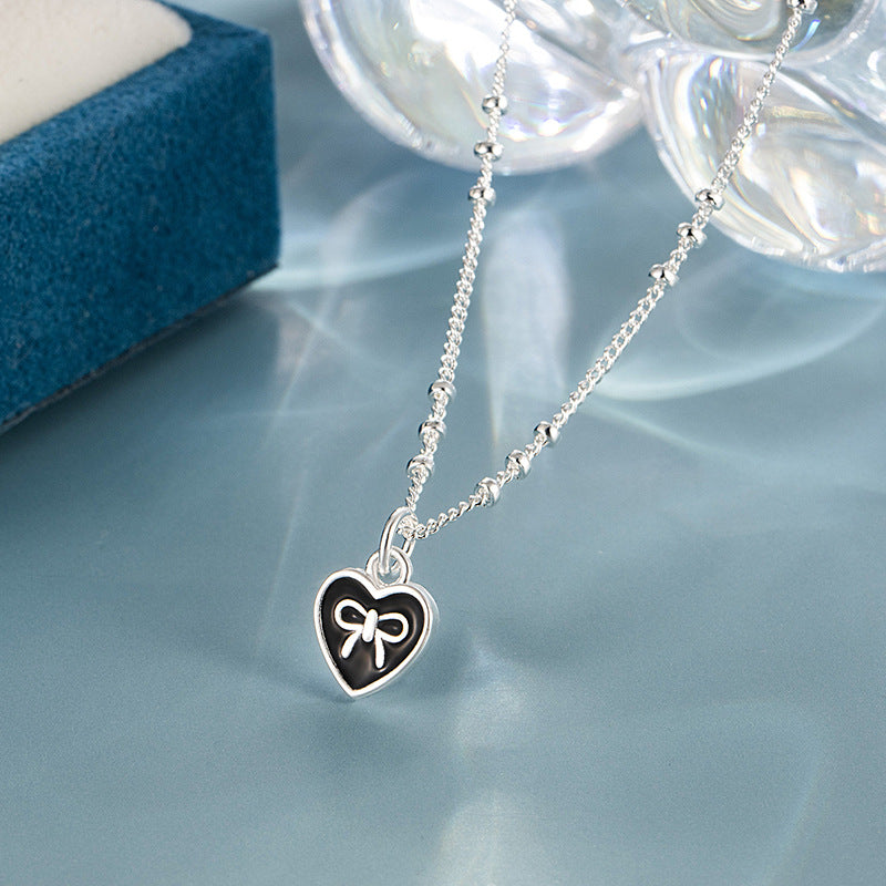 Women's Drip Glazed Love Heart Bow Tie For Necklaces