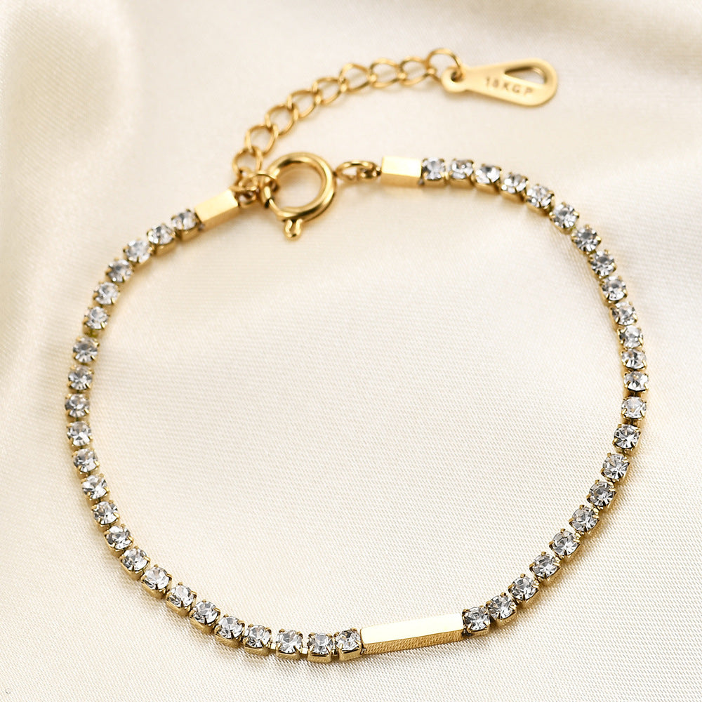 Simple Fashion Inlaid Zirconium Small Long Titanium Steel Bracelets