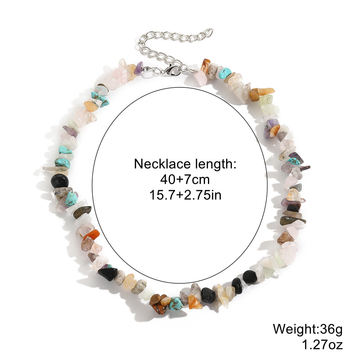 Women's Bohemian Color Gravel For Natural Stone Necklaces