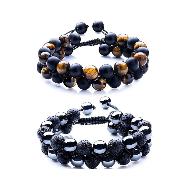 Men's Magnet Natural Stone Tiger Eye Double Bracelet
