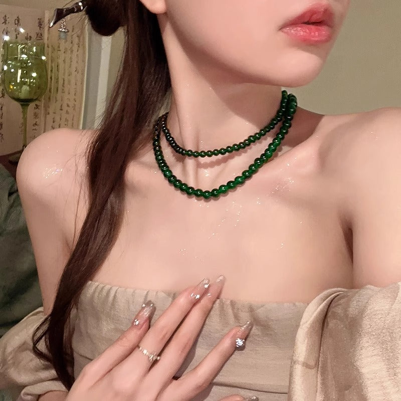 Agate Beaded Super White Simple Graceful Necklaces