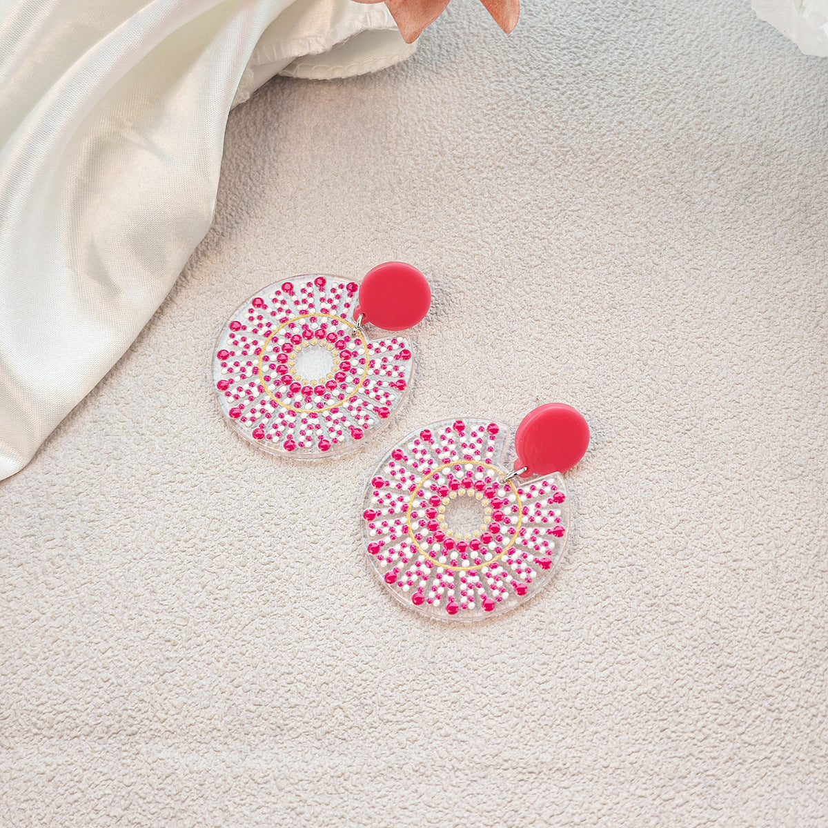 Painting Blue Flower Simple Fresh Mori Style Iti Earrings