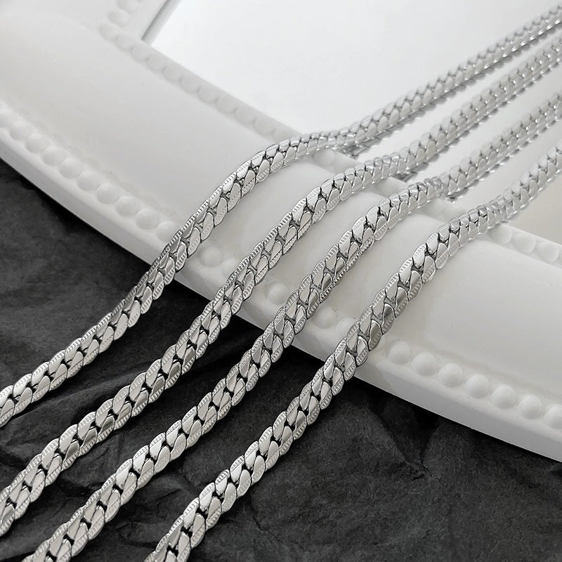 Men's Embossed Cuban Link Chain Colorfast Simple High Sense Design Necklaces