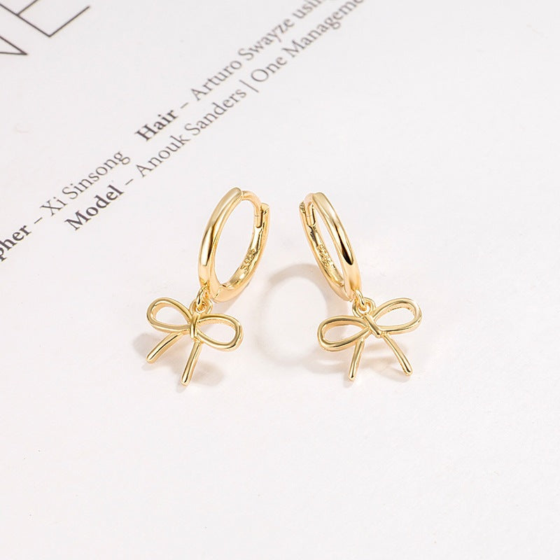 Women's Earclip Hollow Bow For Niche Design Graceful Rings