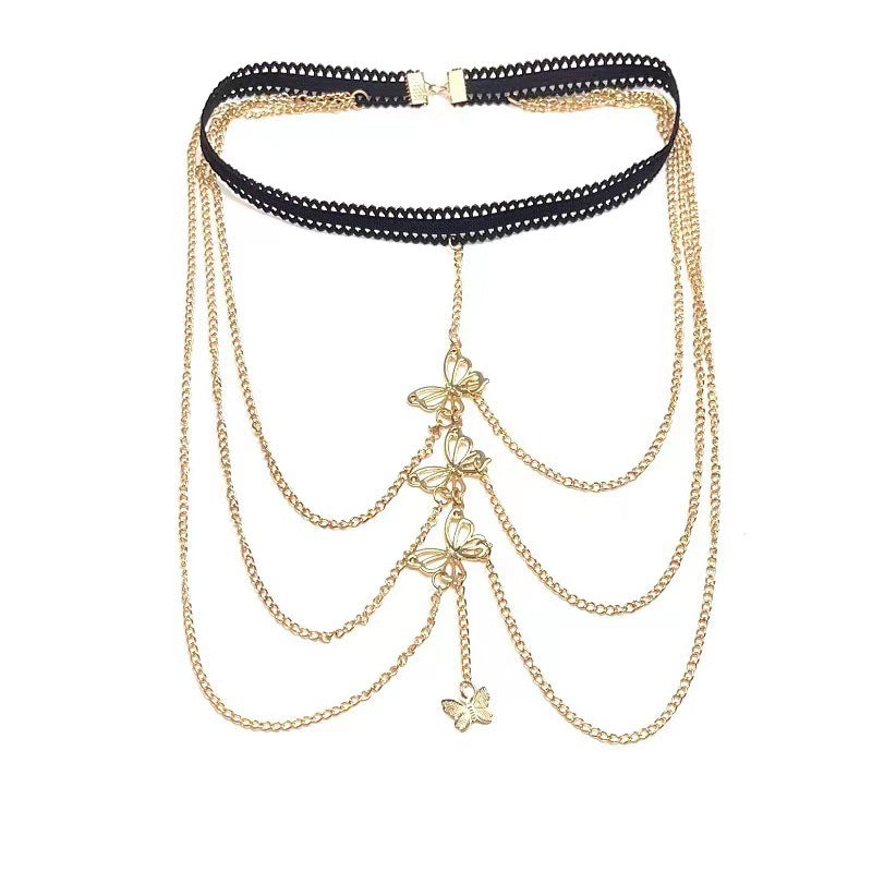 Women's Fashion Diamond Garden Bead Body Charm Necklaces
