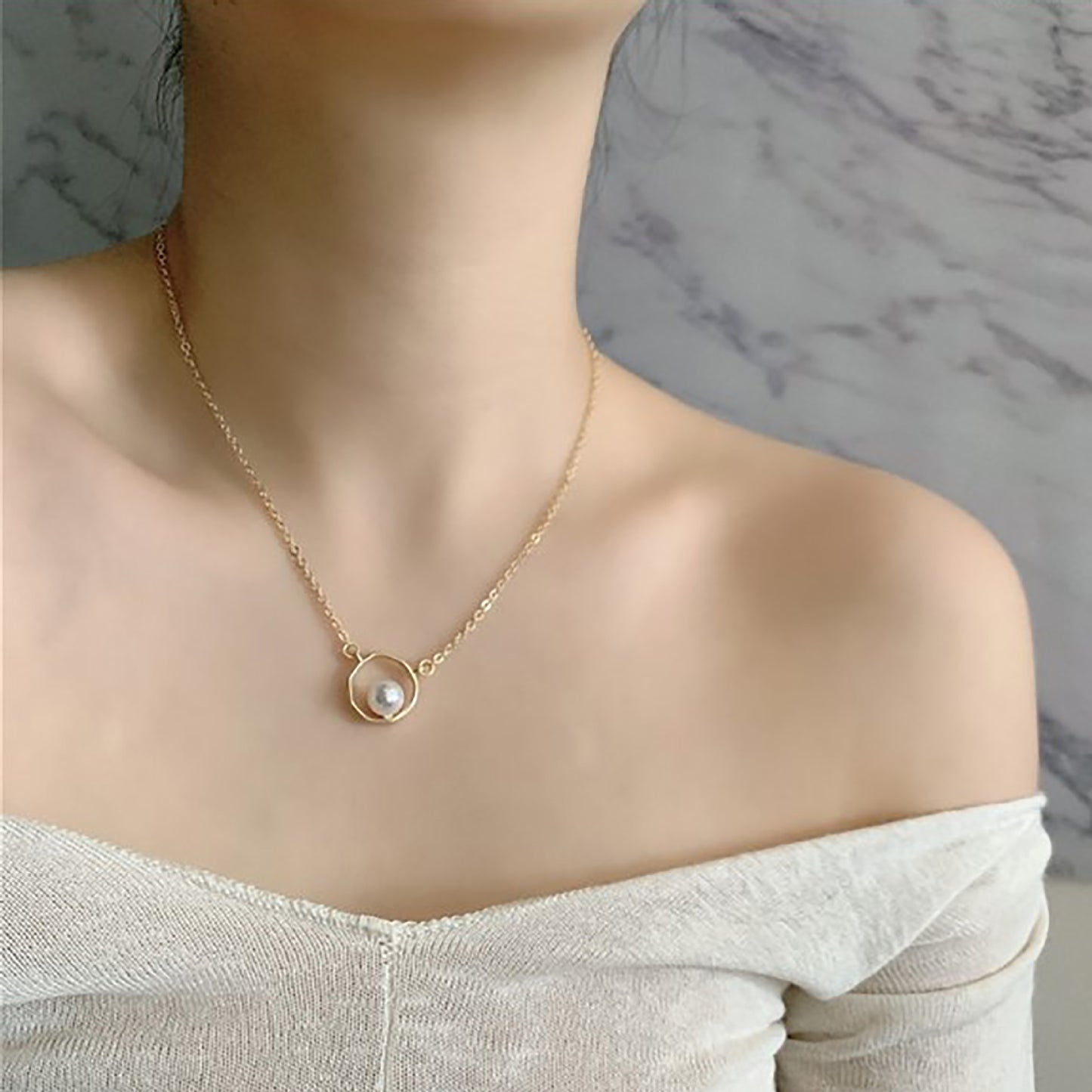 Niche Design Geometric Pearl Female Trendy Cold Simple Graceful Clavicle Necklaces