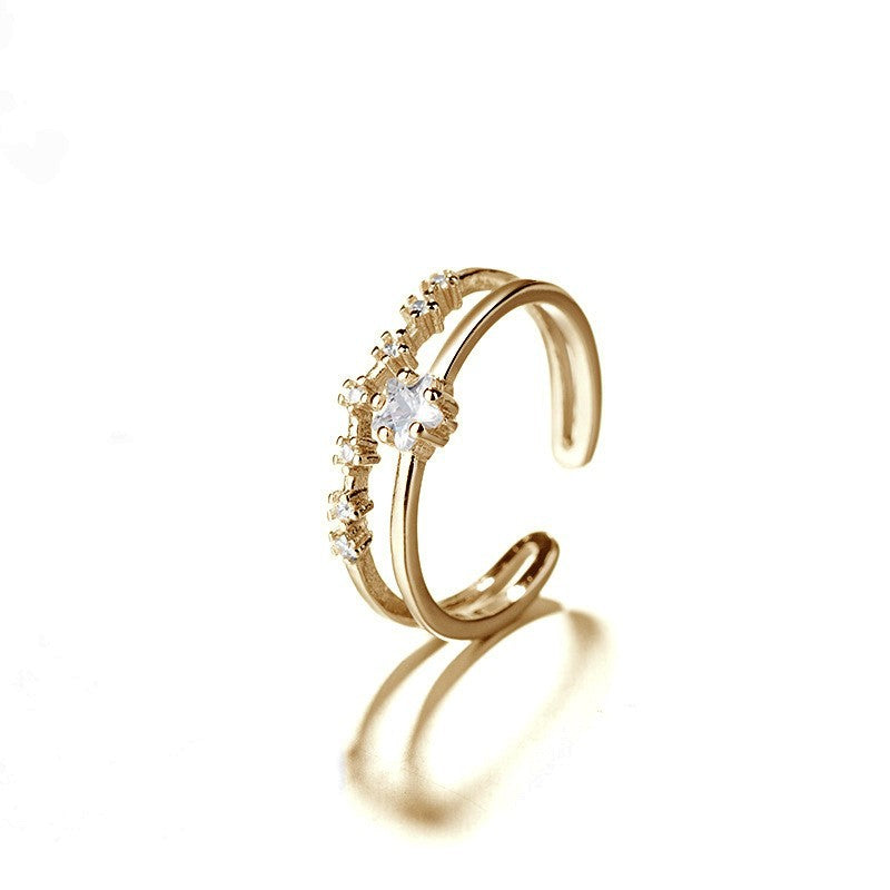Diamond Pentagram Opening Female Fashionmonger Wave Index Rings