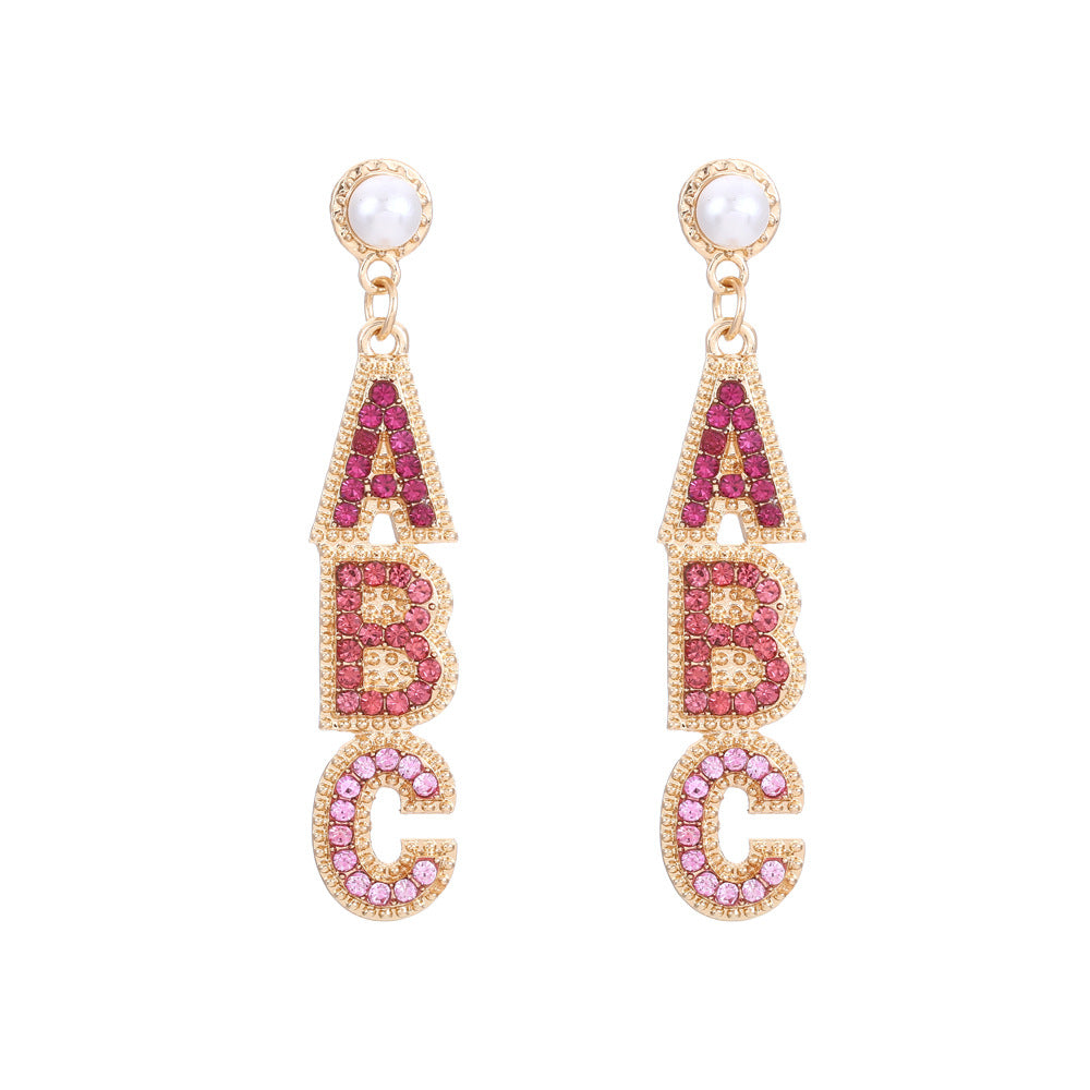 Women's Letter Super Shiny Long Colorful Crystals Earrings