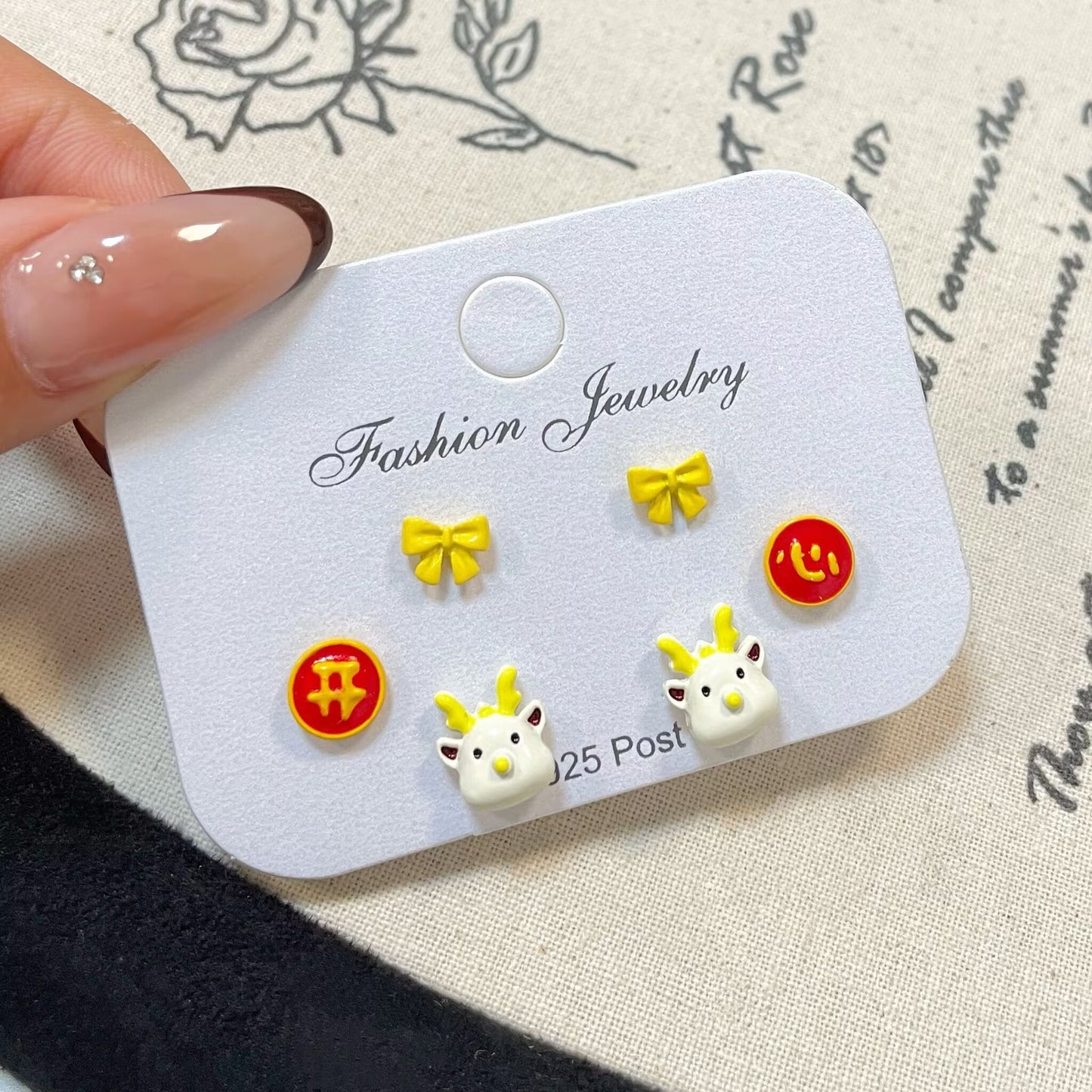 Women's & Children's Animal Festive Red Cute Sier Needle Small Earrings