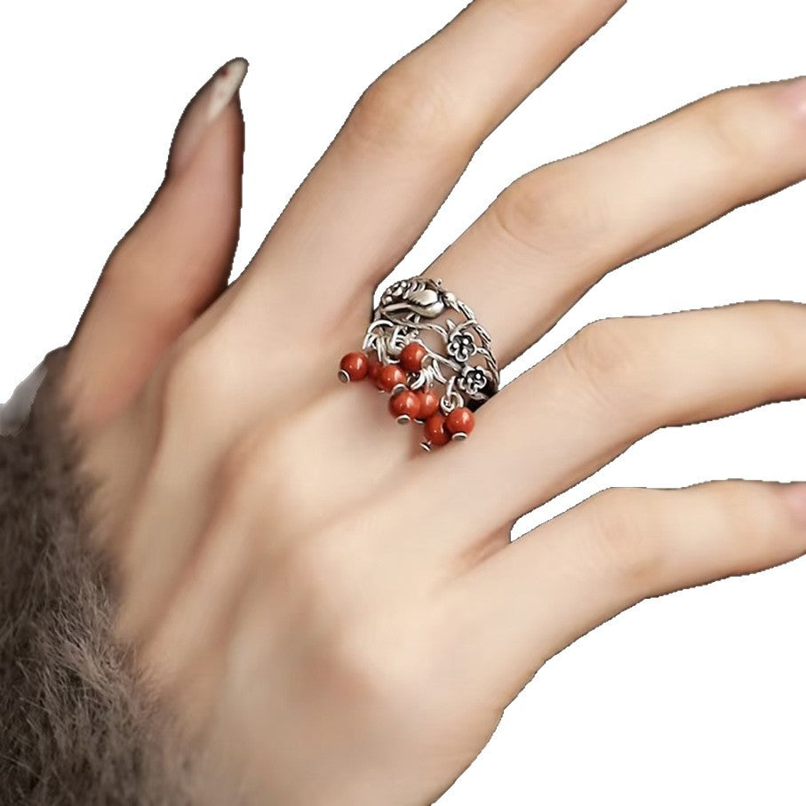 Chinese Style Phoenix Coronet Tassel Female Retro Ethnic Gentle Temperament Ring