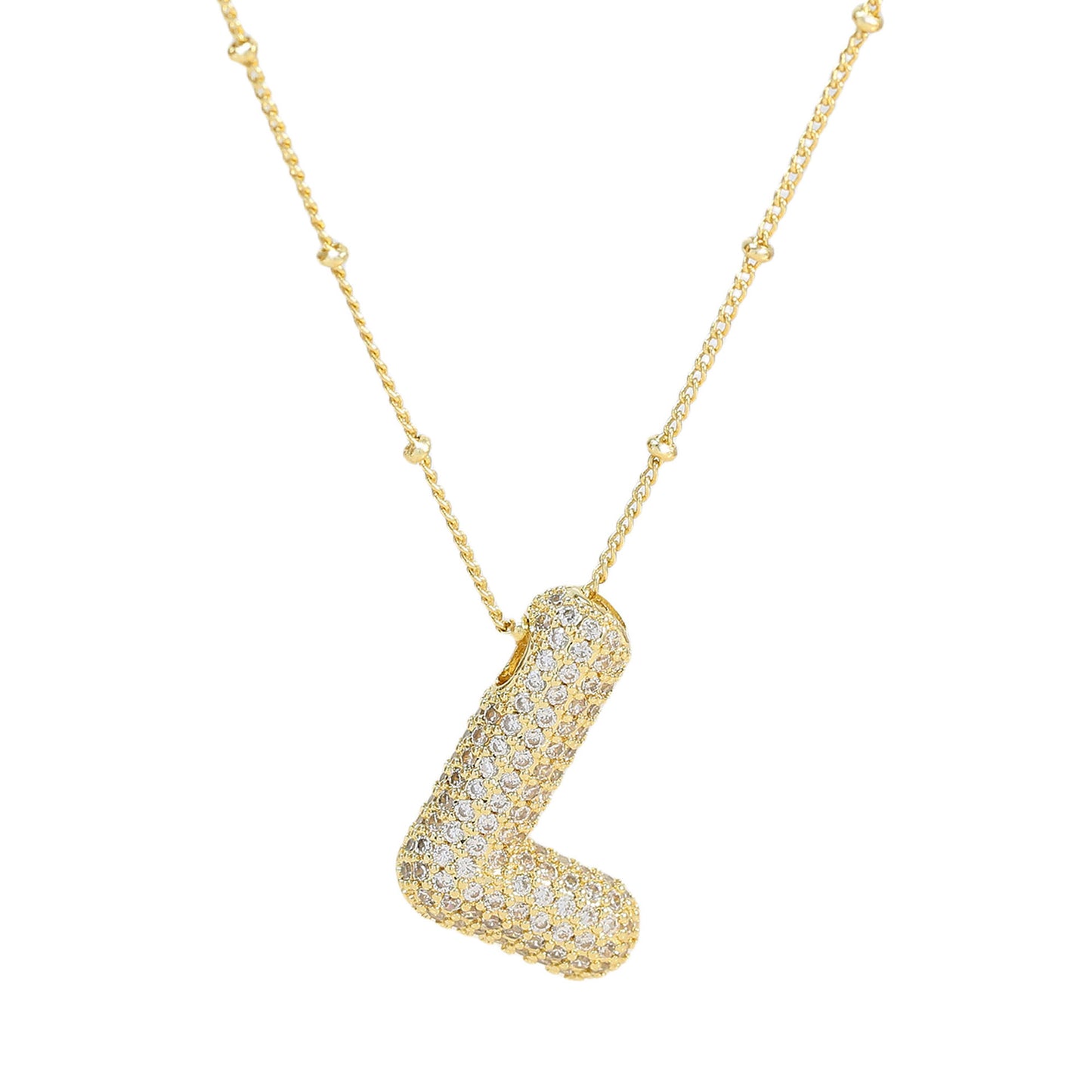 Women's Brass Zircon Bubble Balloon Letter Chubby Necklaces