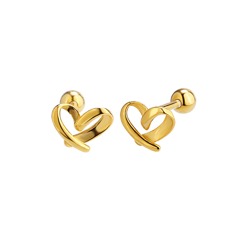 Sterling Sier Loving Heart Niche Design Ear Bone Simple Earrings