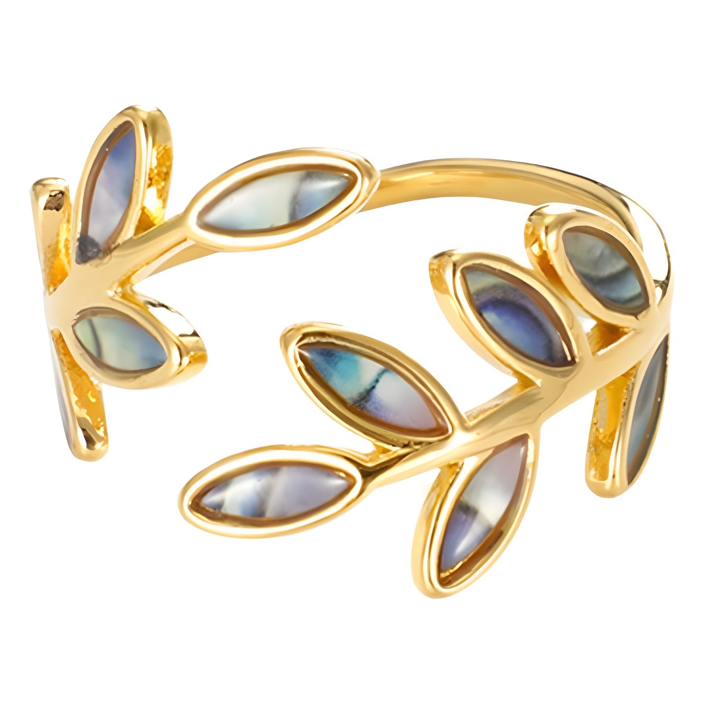 National Trendy Enamel Leaves Open Antique Design Ring