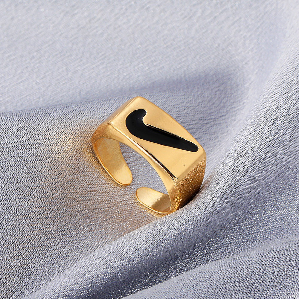 Personality Fashion Tick Symbol Design Vintage Index Finger Disco Ring