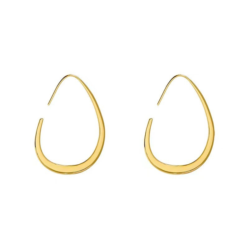 Women's French Gold Oval Light Luxury Cold Earrings