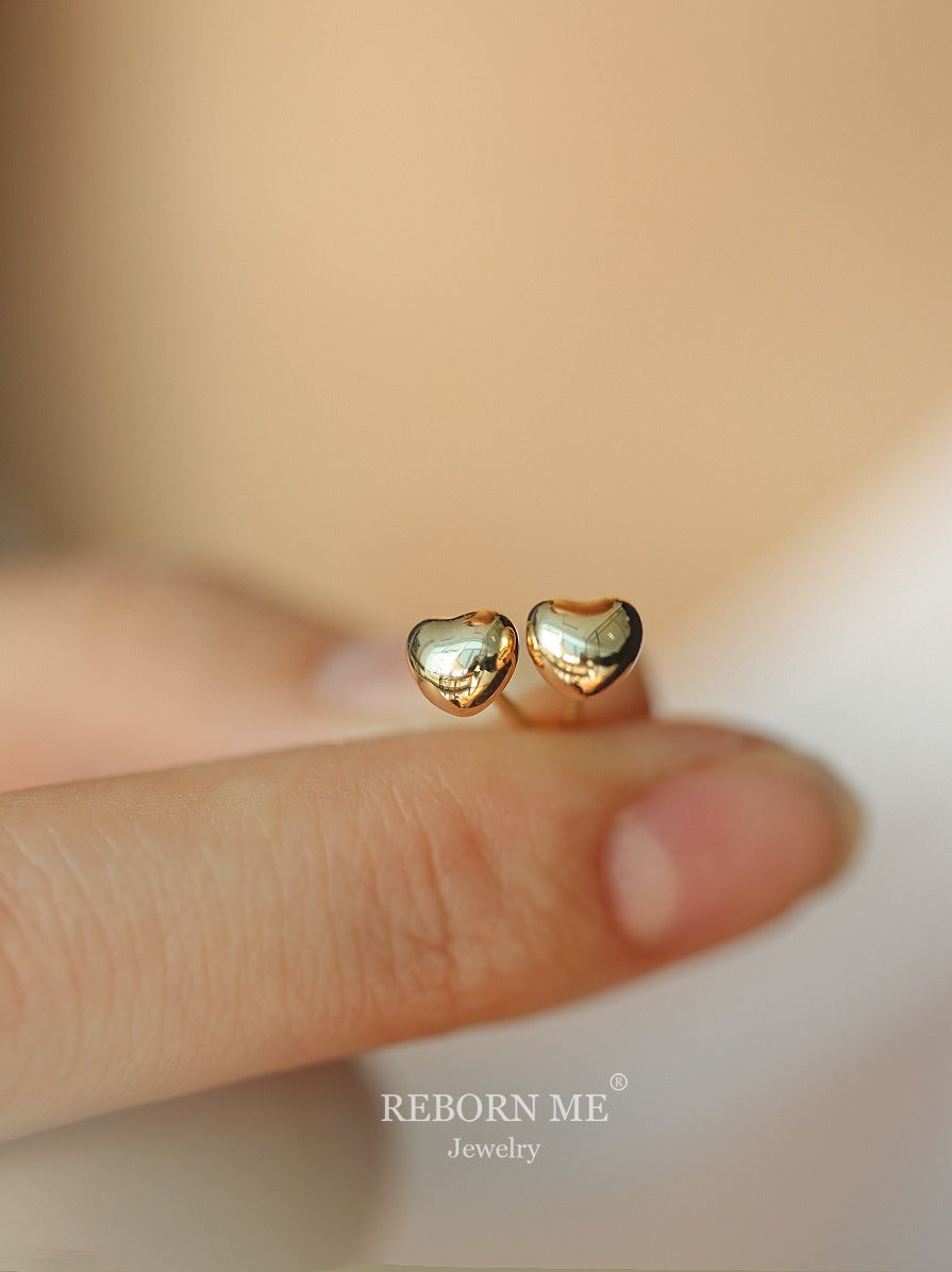Women's Sier Gold-plated Heart-shaped Three-dimensional For Compact Temperamental Earrings