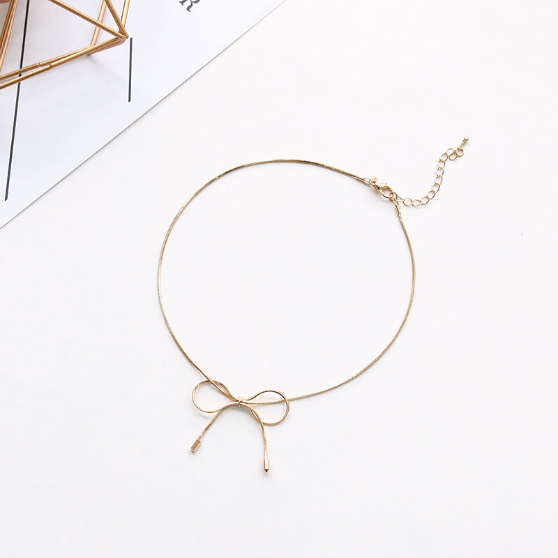 Light Luxury Niche Design Bow Female Necklaces