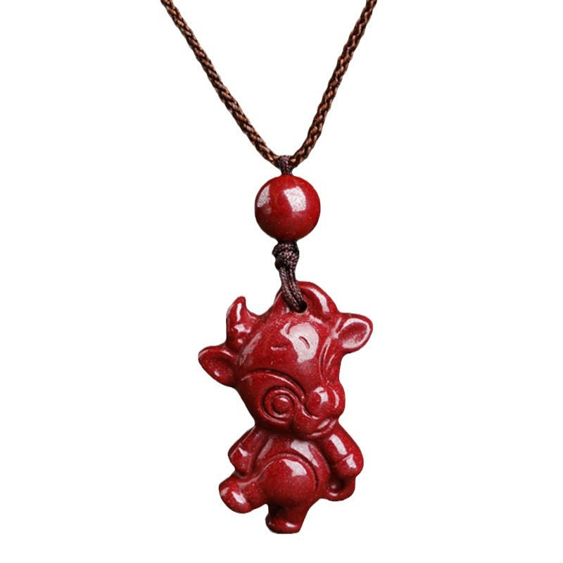 Children's Cinnabar Chinese Zodiac Female Male Life Pendants