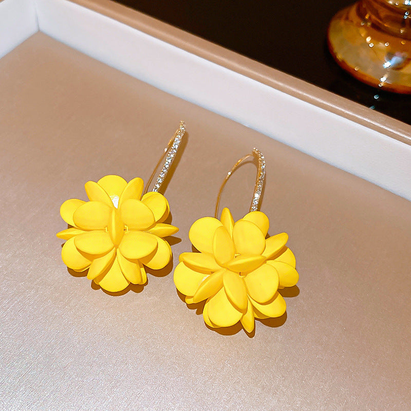 Women's Acrylic Flower Long Ear Hook Niche Earrings