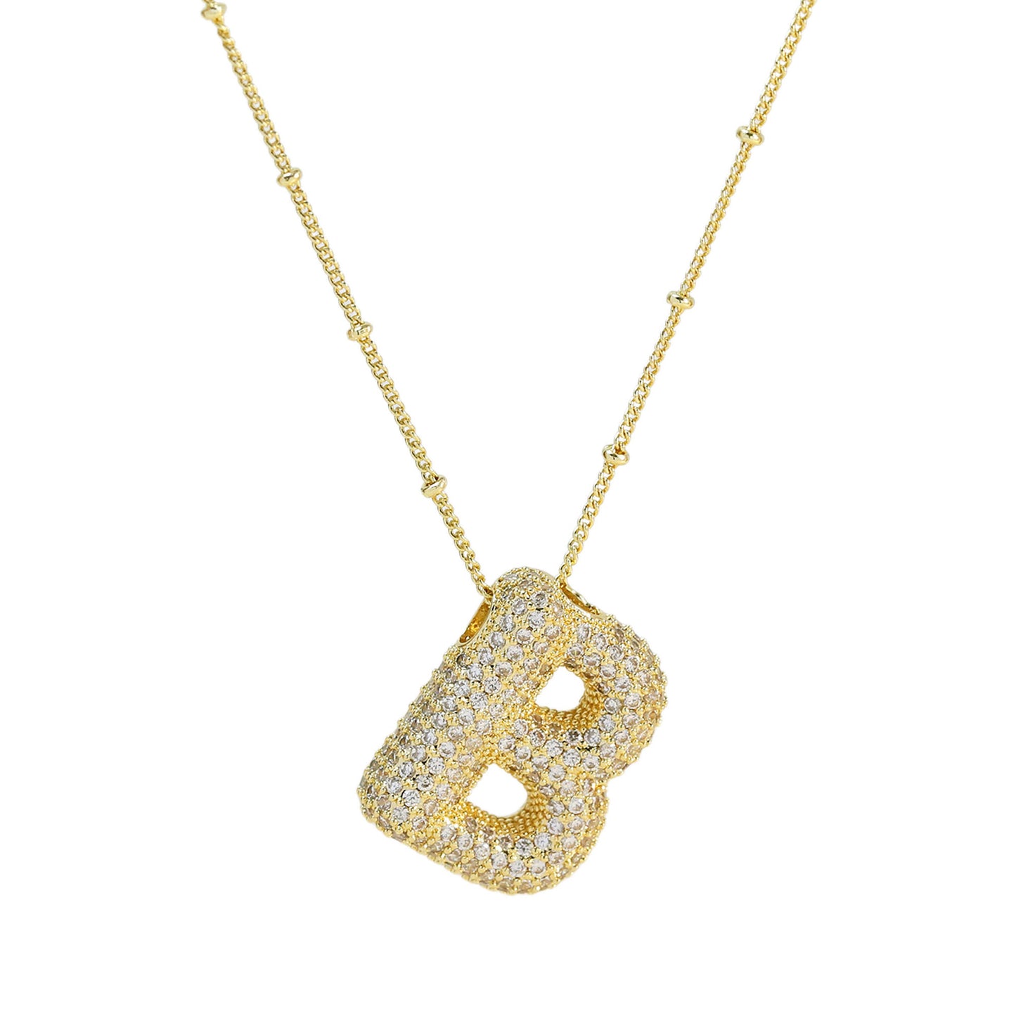 Women's Brass Zircon Bubble Balloon Letter Chubby Necklaces