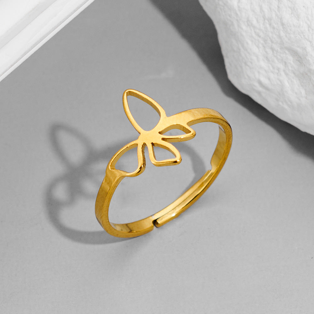 Fashion Couple Stainless Steel Spider Web Butterfly Bird Rings