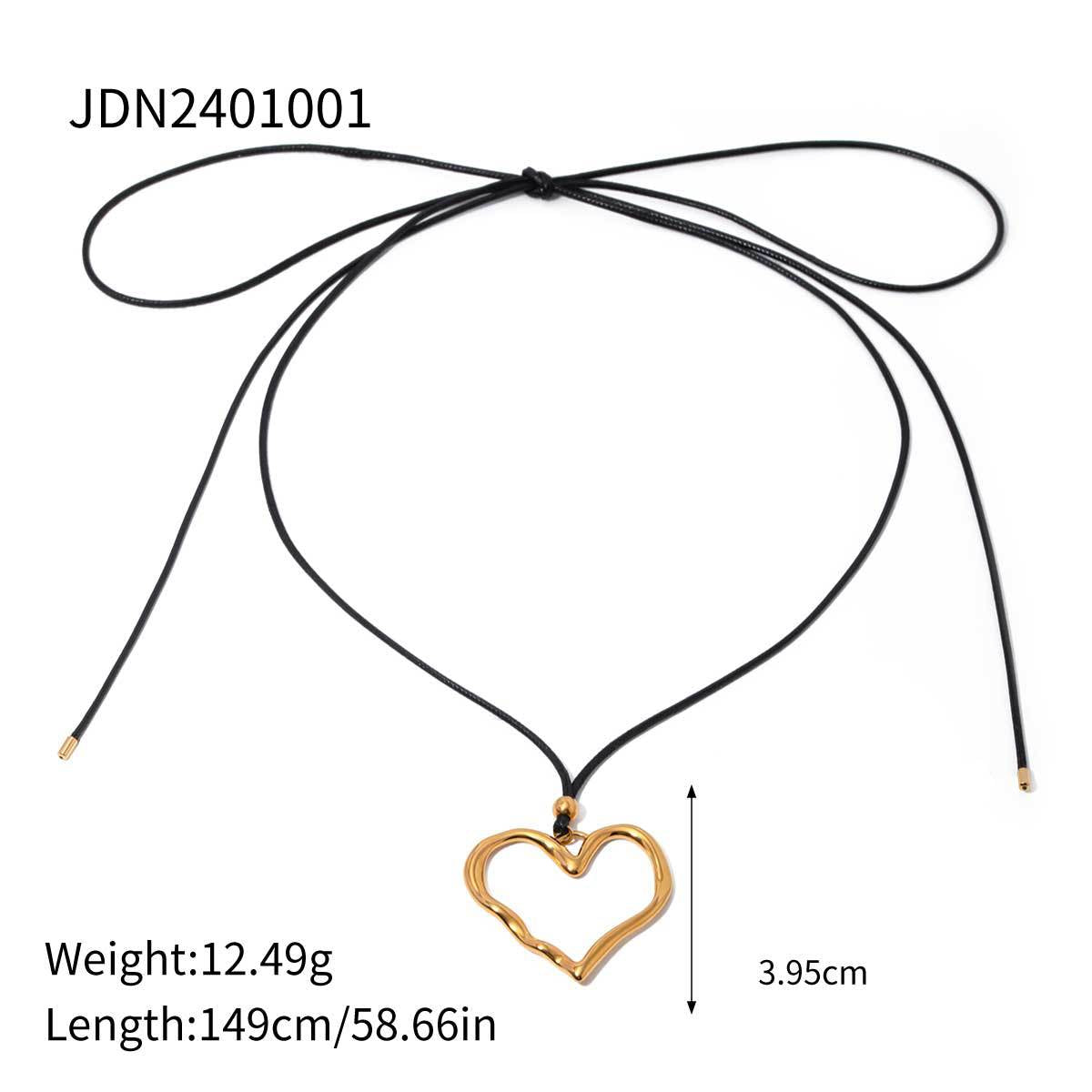 Gold Stainless Steel Wax Rope Pleated Necklaces