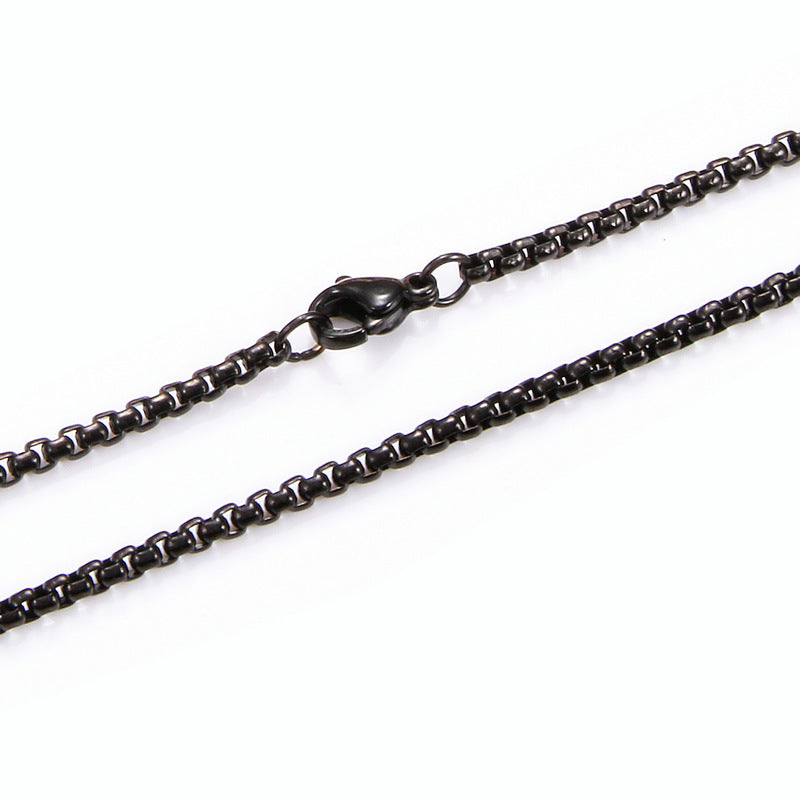 Men's Stainless Steel Square Pearl Basket Keel Tide Hip Hop Necklaces