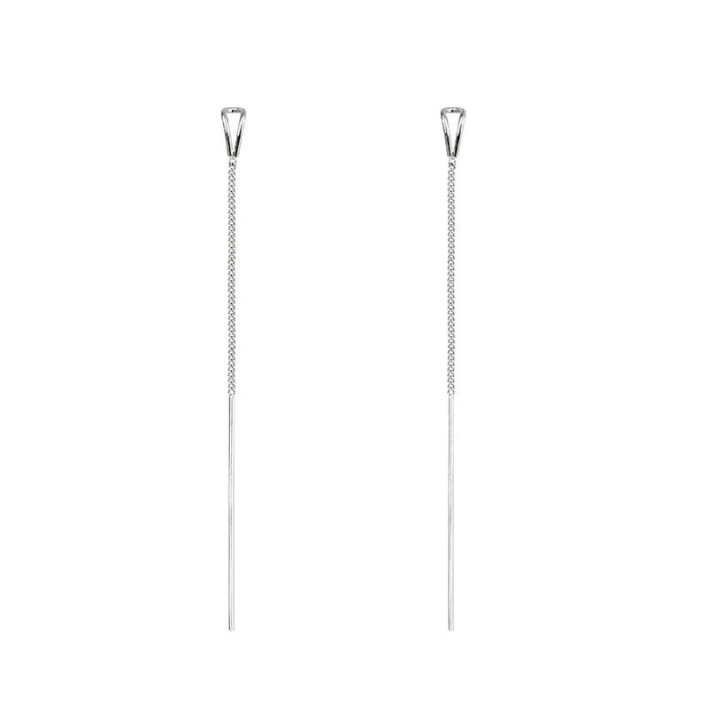 Sterling Sier Simple Water Drop Tassel Long Threads Female Temperamental Ear Line