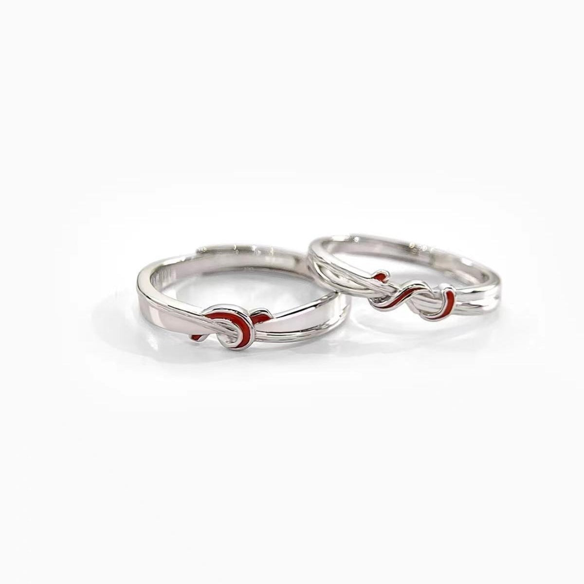 Moon Old Red Line Couple Simple Design Winding Rings