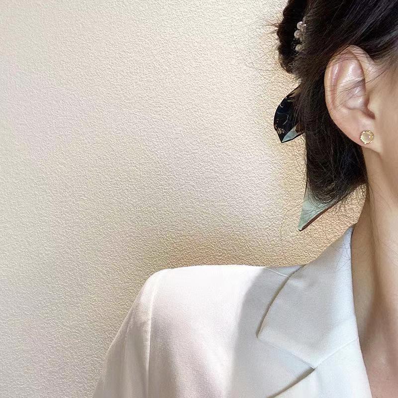 Women's Three Pairs Storage Ear Daily Opal Simple Geometric Earrings