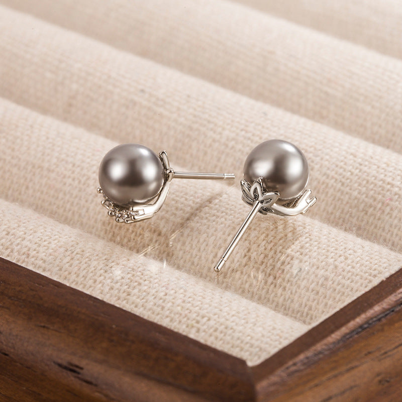 Exquisite Micro Inlaid Zircon Pearl Temperament Earrings