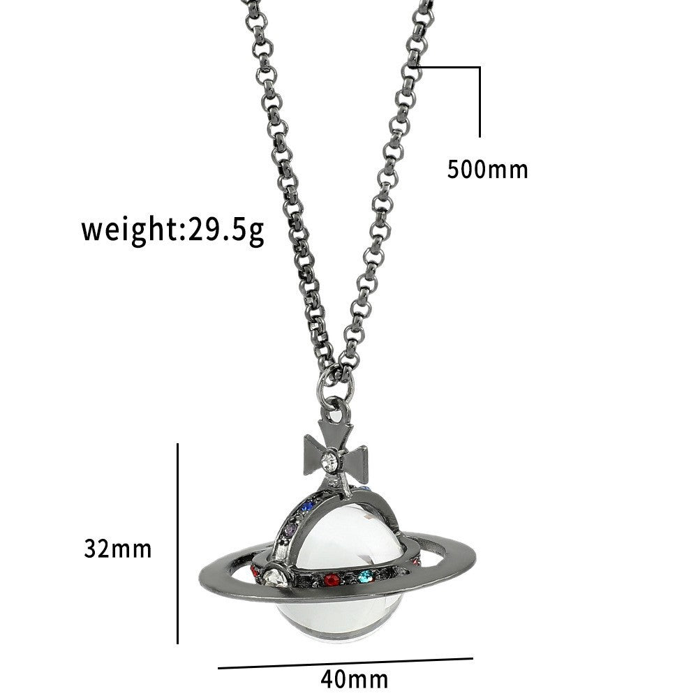 Mother Of The West Saturn Glass Planet Necklaces