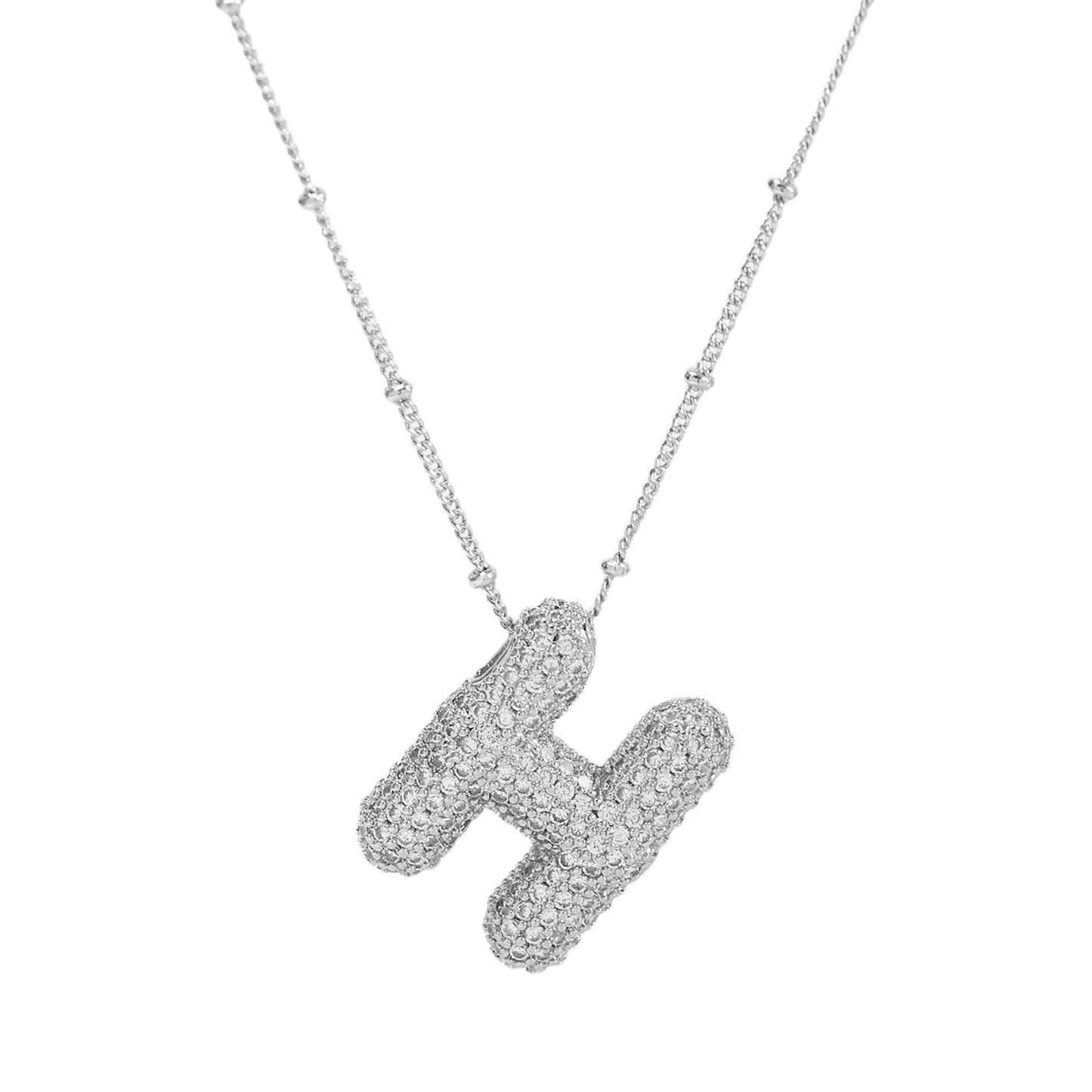 Women's Brass Zircon Bubble Balloon Letter Chubby Necklaces