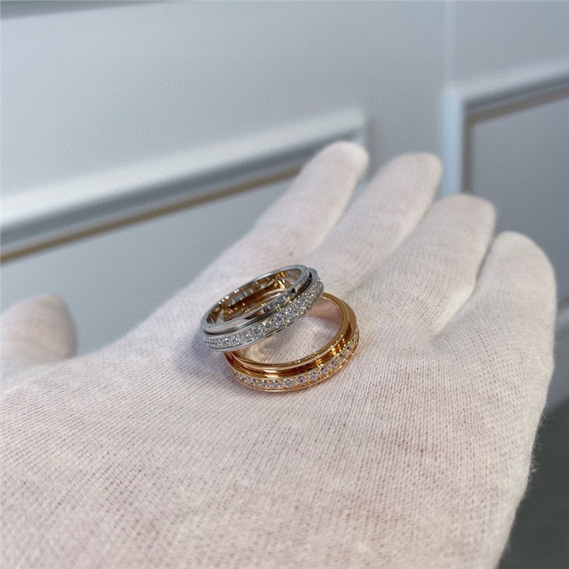 Women's & Men's Sier Color Single Diamond Seven Small One Circle Rings